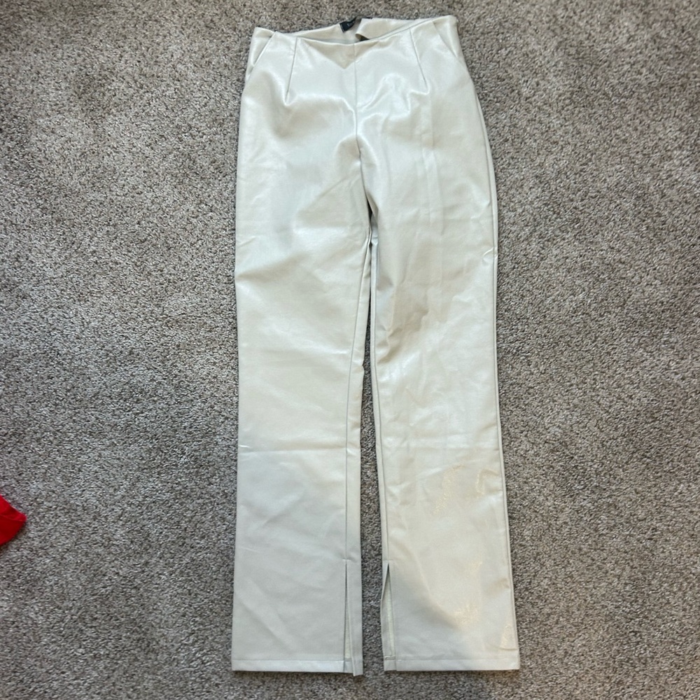 Cream leather Pants